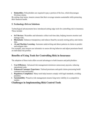 5 Tools for Controlling Risk in Insurance | Enterprise Wired | PDF