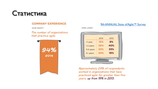 Статистика
9th ANNUAL State ofAgile™ Survey
 