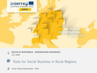 Tools for Social Business in Rural Regions
István Tamás Szenttamási - IFKA
DELFIN-CE RESPONSIBLE – DISSEMINATION CONFERENCE
23.3.2022
 