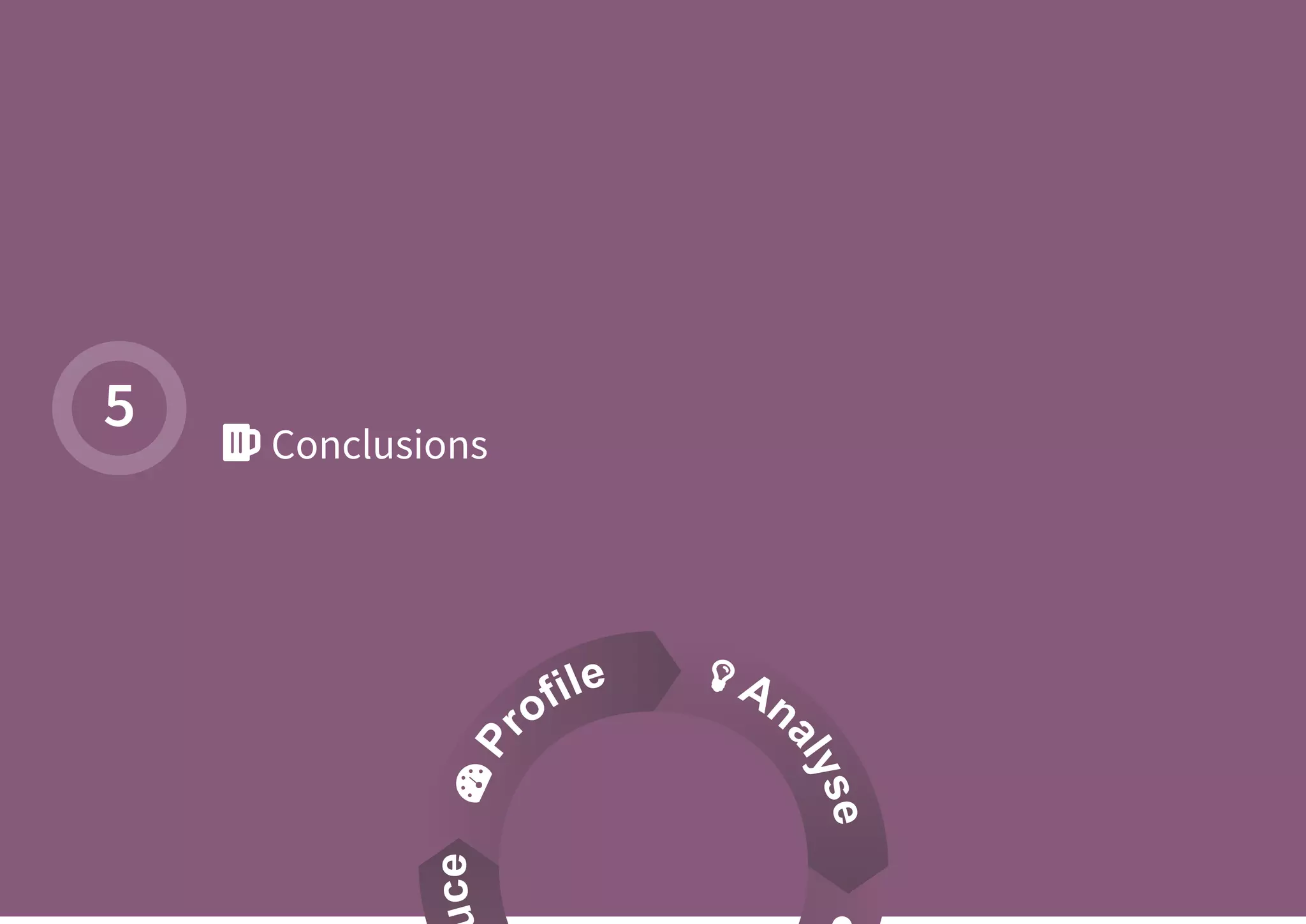  Conclusions
5
Tools for solving performance issues
ce
P
rofile  An
alyse
 