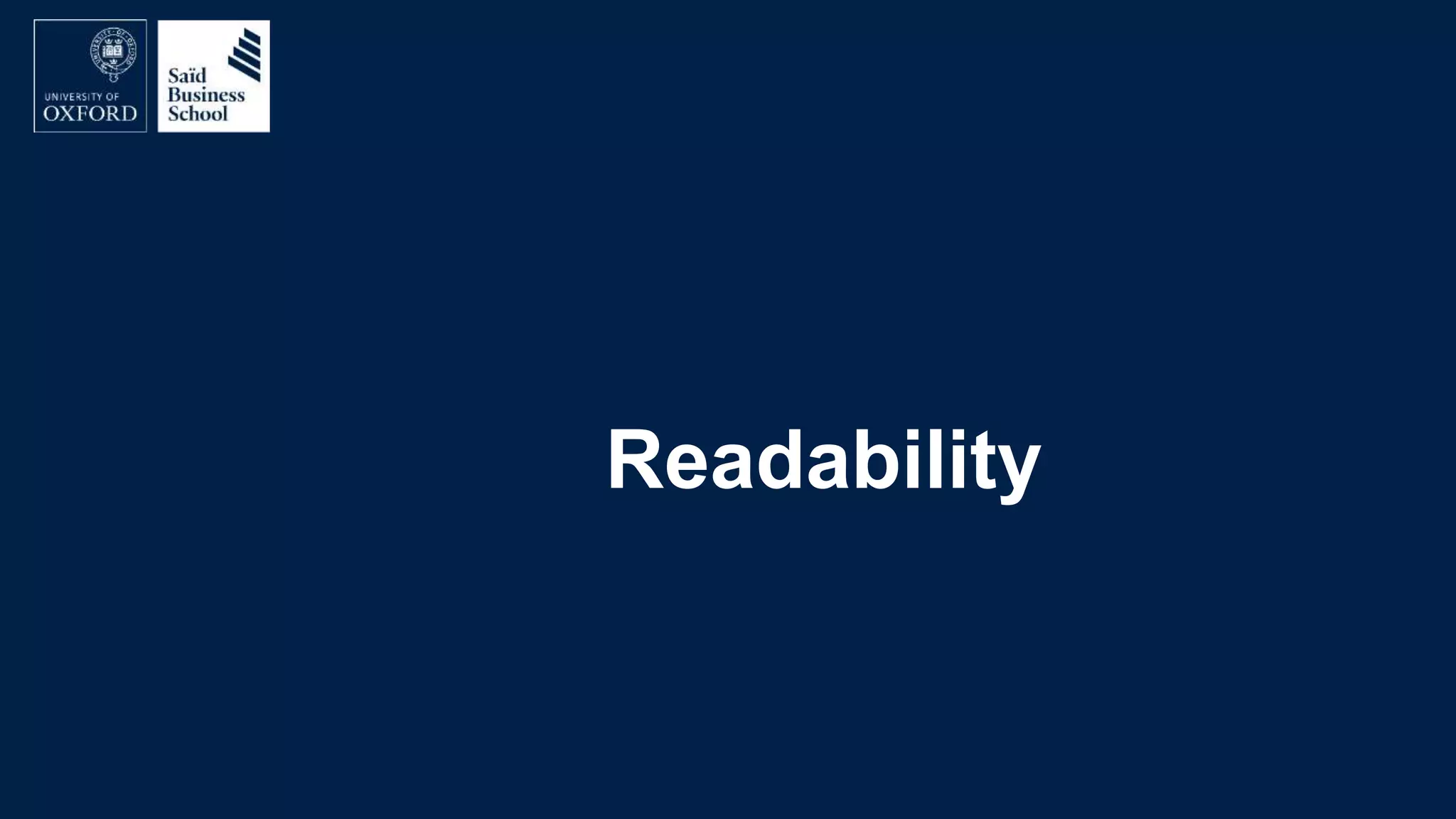 Readability
 