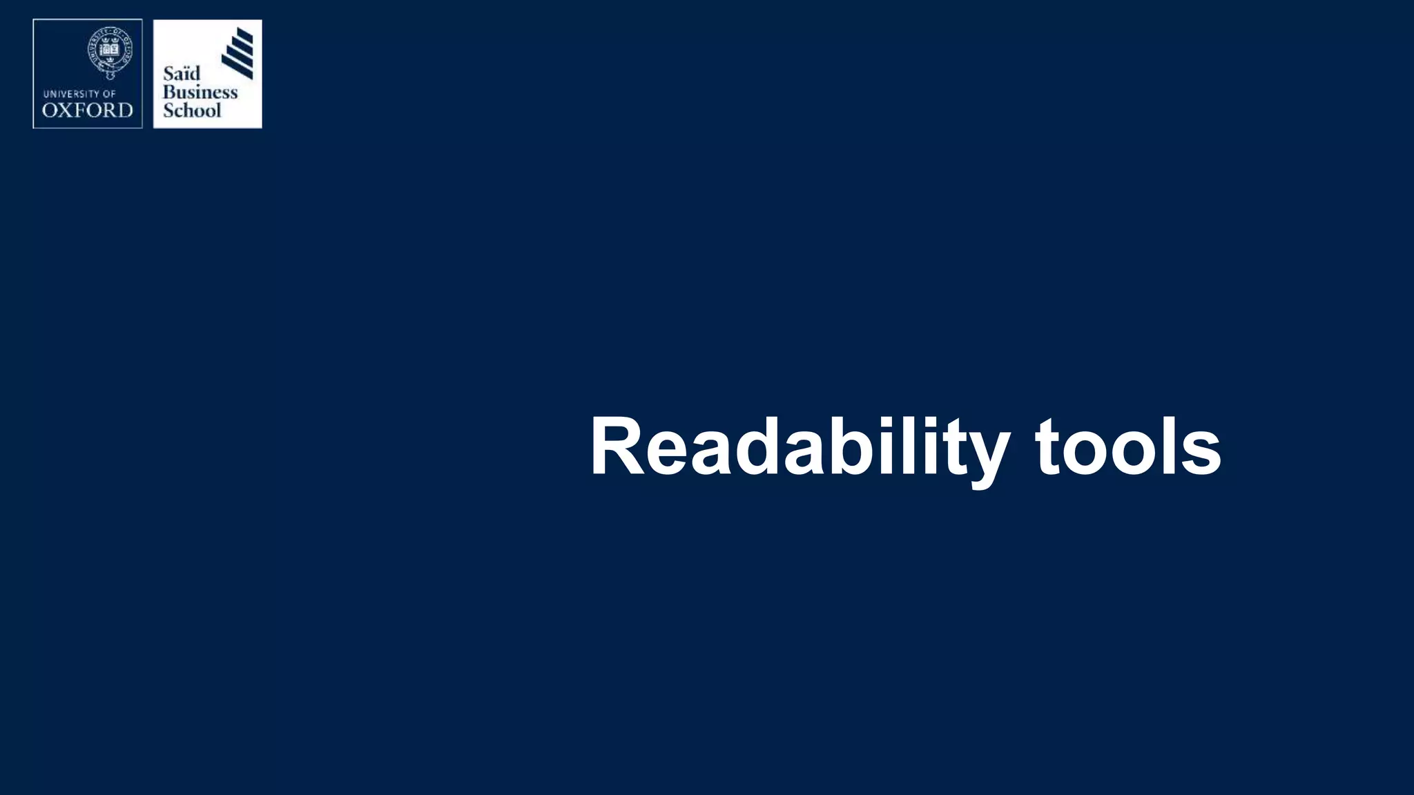 Readability tools
 