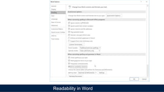 Readability in Word
 