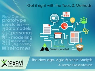 The New-age, Agile Business Analysis
A Texavi Presentation
Get it right with the Tools & Methods
 