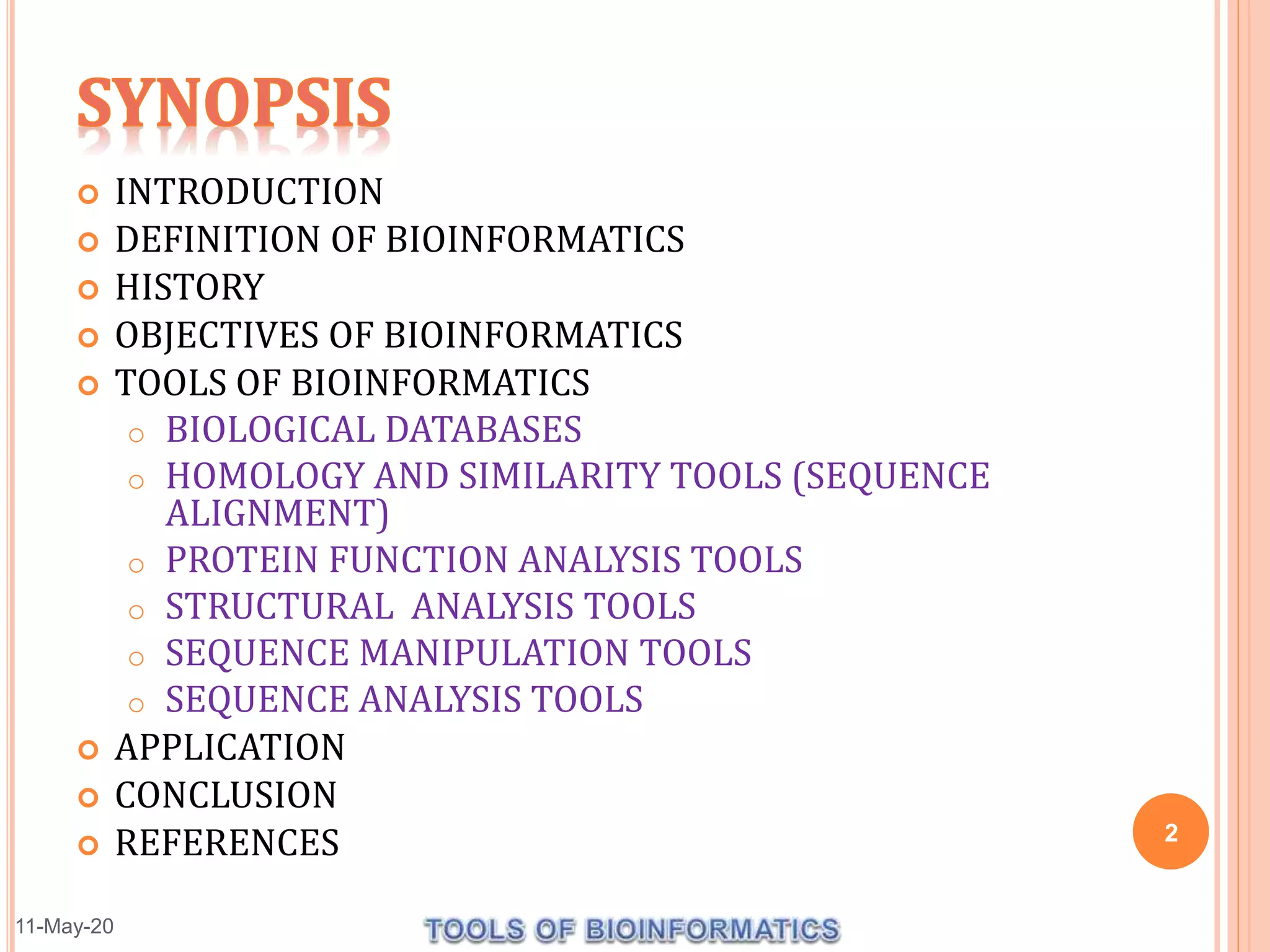 Tools of bioinforformatics by kk | PPTX
