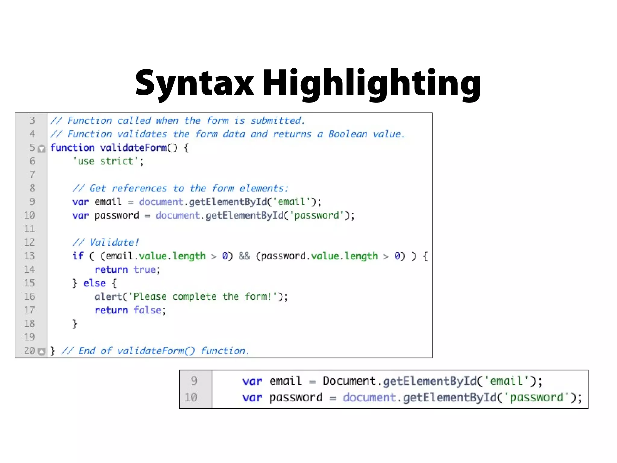 Syntax Highlighting
 