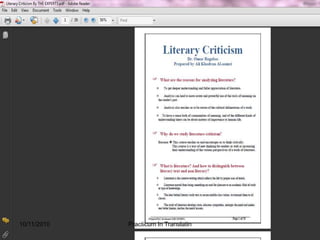 10/9/2010Practicum In Translatin 