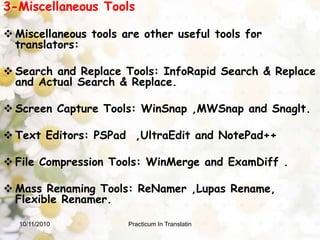 Such software programs are VisualSubSync, Sabbu ,Aegisub ,and SSA Tool.10/9/2010Practicum In Translatin 