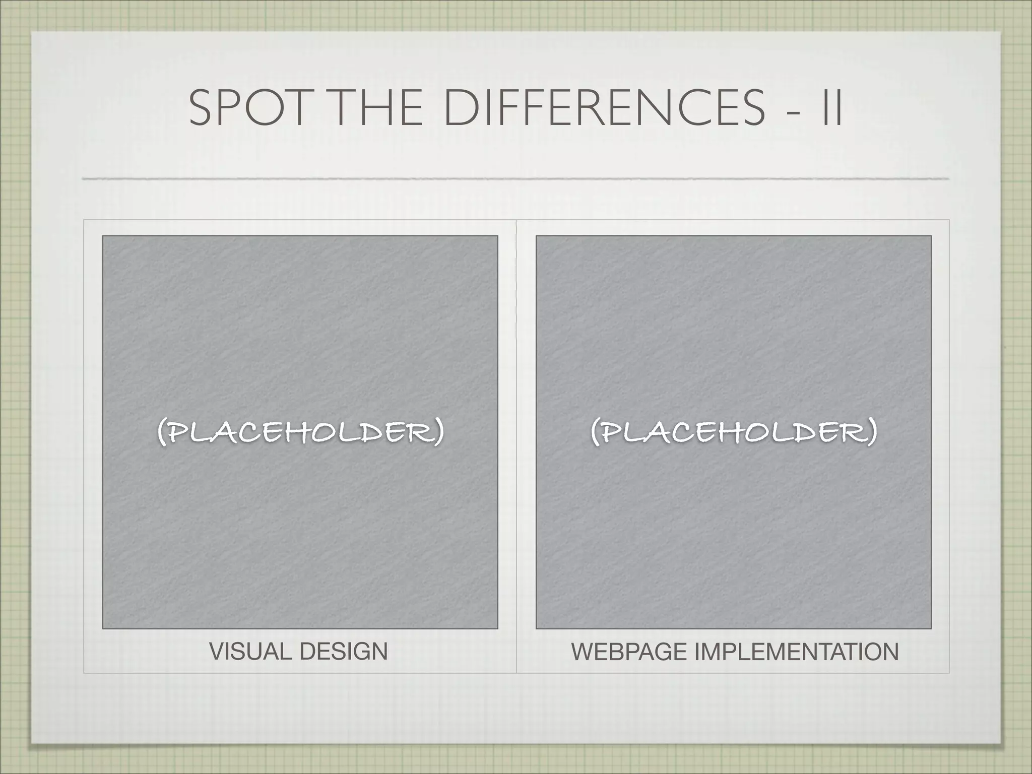 SPOT THE DIFFERENCES - II
VISUAL DESIGN WEBPAGE IMPLEMENTATION
 