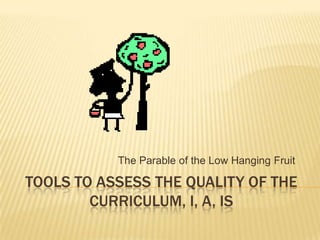 Tools to Assess the Quality of the Curriculum, I, A, IS The Parable of the Low Hanging Fruit 