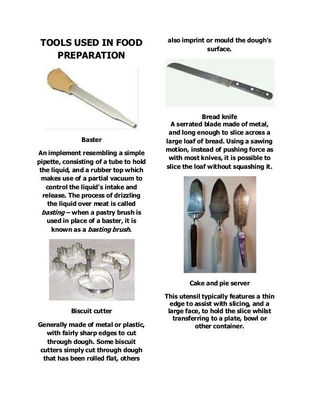  Tools  used in food preparation