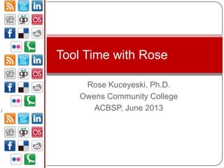 Tool Time with Rose

    Rose Kuceyeski, Ph.D.
   Owens Community College
      ACBSP, June 2013
 