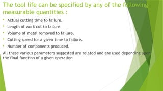 Tool Life Program Image TOOL WEAR, TOOL LIFE AND FAILURE presentation | PPTX