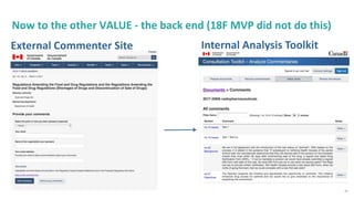 24
External Commenter Site Internal Analysis Toolkit
Now to the other VALUE - the back end (18F MVP did not do this)
 