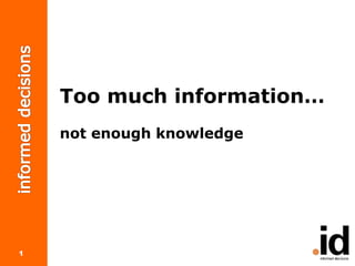 1
Too much information…
not enough knowledge
 