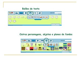 Balões de texto Outros personagens, objetos e planos de fundos 