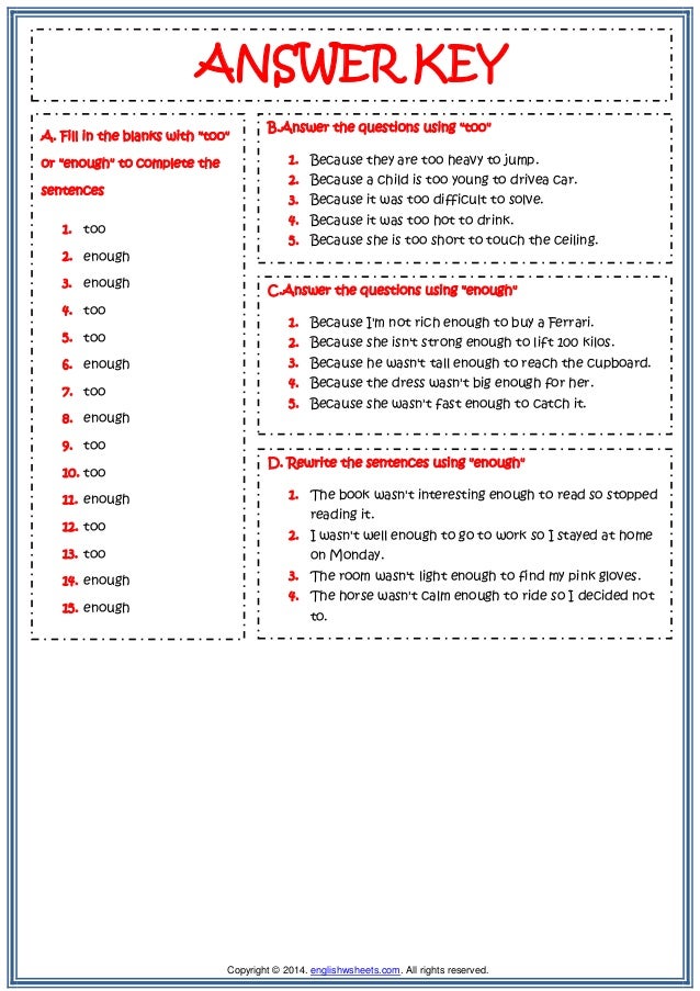 too or enough esl grammar exercises worksheet 1
