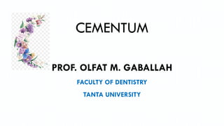 CEMENTUM
PROF. OLFAT M. GABALLAH
FACULTY OF DENTISTRY
TANTA UNIVERSITY
 