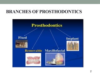 BRANCHES OF PROSTHODONTICS
2
 