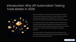 Top 10 API Automation Testing Tools: Features, Pros & Cons | PDF