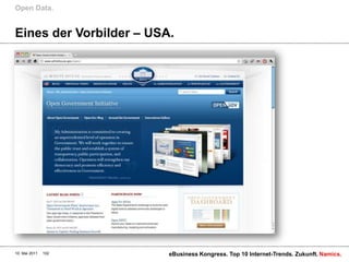 Eines der Vorbilder– USA.Open Data.10. Mai 2011eBusiness Kongress. Top 10 Internet-Trends. Zukunft.102