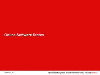 Online Software Stores10. Mai 201187eBusiness Kongress. Top 10 Internet-Trends. Zukunft.
