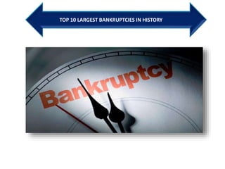 TOP 10 LARGEST BANKRUPTCIES IN HISTORY
 