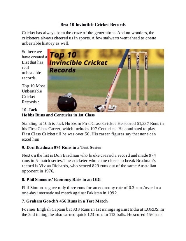 Top 10mostunbeatablecricketrecords