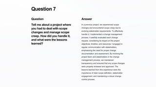 Behavioral Questions Project Top 10 Project Management Behavioral Interview Questions and Answers | PPTX