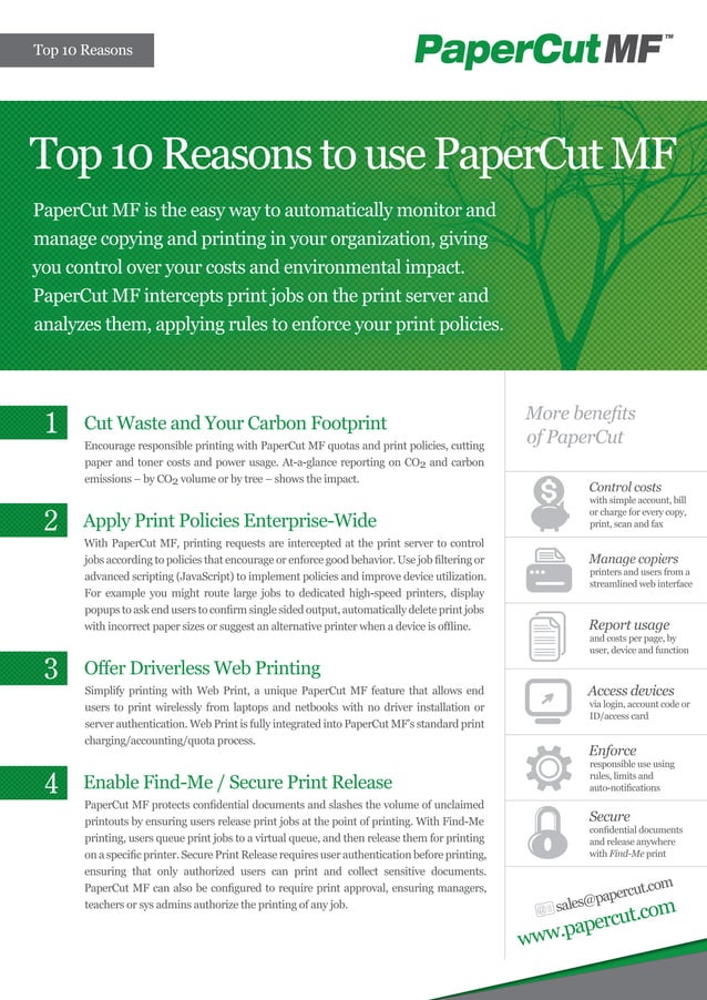 Top 10 To Use PaperCut