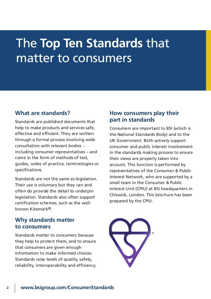 BSI's Top 10 standards that matter to consumers