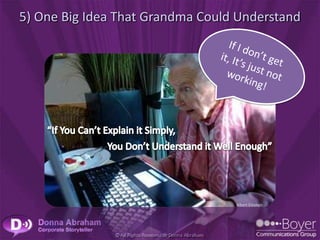 5) One Big Idea That Grandma Could Understand




                                  Albert Einstein
 