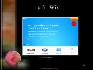 # 5  Wix Click  to explore Creative Commons License  