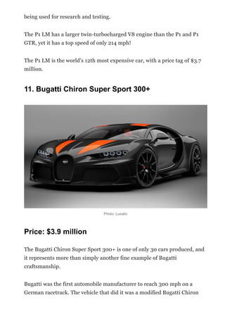 Top 20 Most Expensive Cars in the World