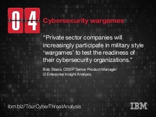 ibm.biz/TourCyberThreatAnalysis
“Private sector companies will
increasingly participate in military style
‘wargames’ to te...