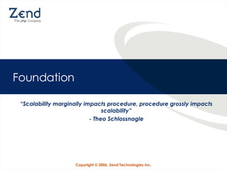 Foundation “ Scalability marginally impacts procedure, procedure grossly impacts scalability” - Theo Schlossnagle 