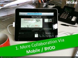 1. 
More 
Collaboration 
Via 
Mobile 
/ 
BYOD 
Photo by Hans Dorsch - Creative Commons Attribution-ShareAlike 2.0 Generic License https://flic.kr/p/7TRHJ2 
 