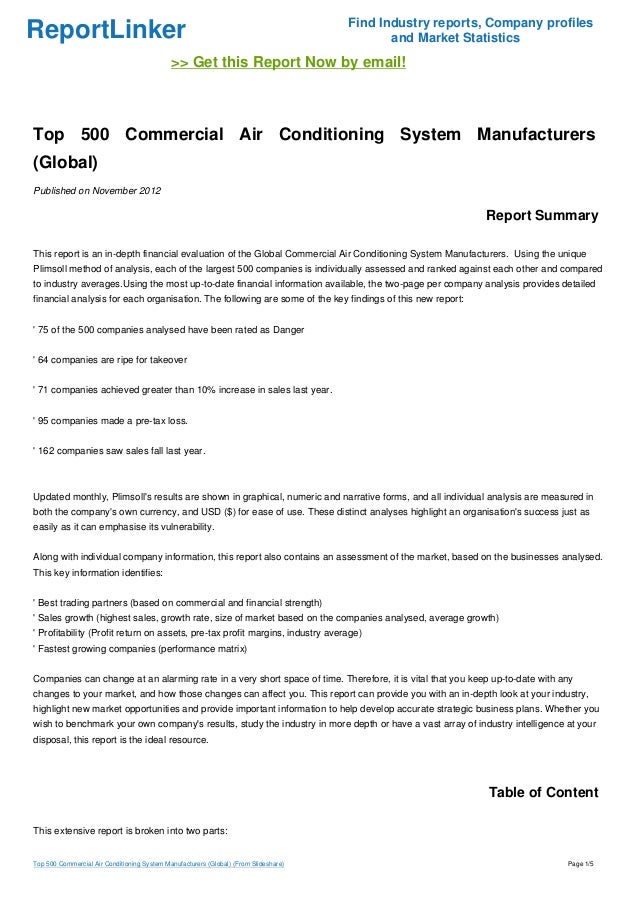 Top 500 Commercial Air Conditioning System Manufacturers (Global)