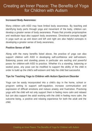 Benefits of Yoga for Children with Special Needs | PDF