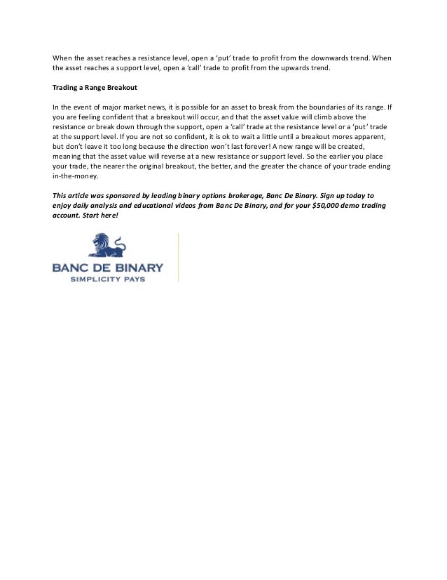 Range trading binary options