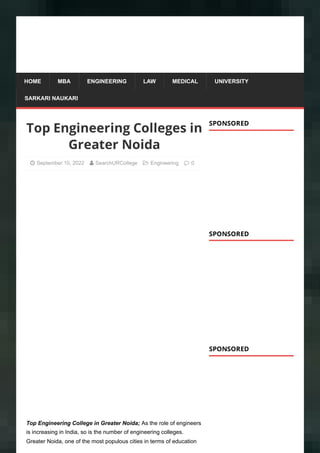 Top Private Engineering Colleges in Greater Noida with Good Placements ...