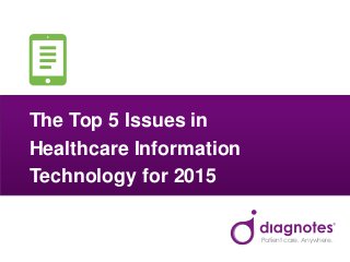 The Top 5 Issues in
Healthcare Information
Technology for 2015
Patient care. Anywhere.
 