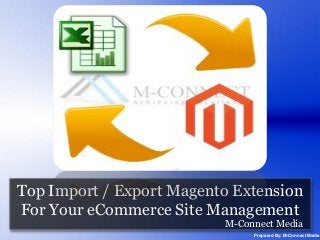 Top Import / Export Magento Extension
For Your eCommerce Site Management
M-Connect Media

Prepared By: M-Connect Media

 