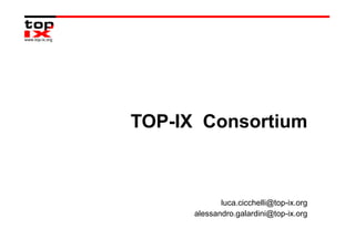 TOP-IX Consortium



             luca.cicchelli@top-ix.org
      alessandro.galardini@top-ix.org
 