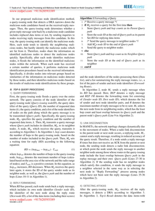Top k query processing and malicious node identification based on node ...