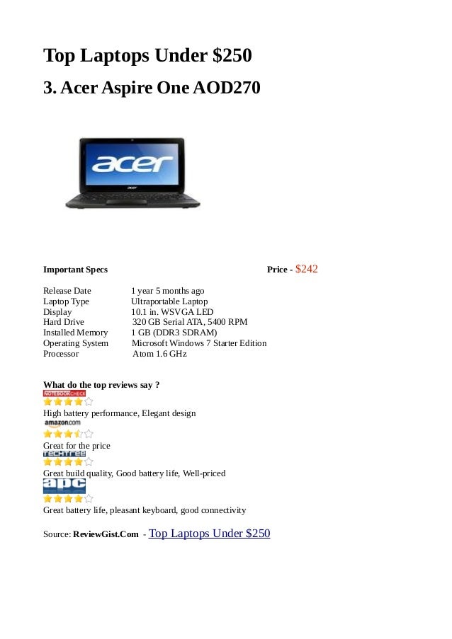 Top Laptops Under 250 Dollars