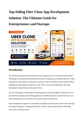 Top-Selling Uber Clone App Development Solution Guide | PDF