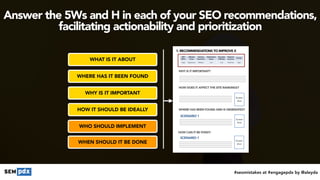 #seomistakes at #engagepdx by @aleyda
Use this Action Driven and Prioritized SEO
 
Recommendations Template in Google Slid...