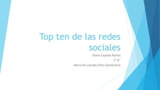 Top ten de las redes
sociales
Diana Cepeda Ramos
2’’A’’
María De Lourdes Ortiz Santamaría
 