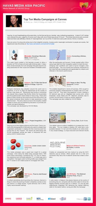 [POV] - Top 10 Media Campaigns at Cannes Lions 2012, by Nancy Lay